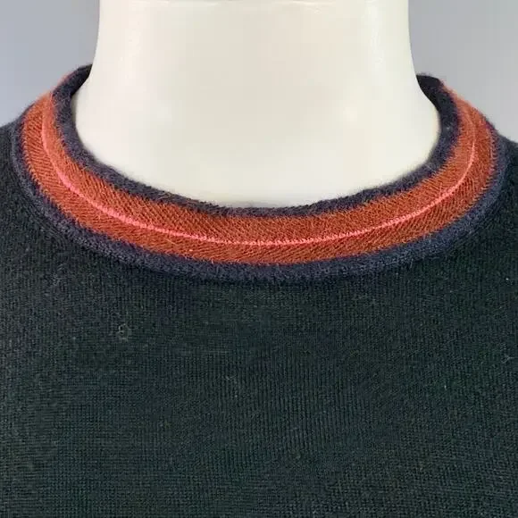 PS by PAUL SMITH Size L Black Burgundy Contrast Trim Crew Neck Pullover